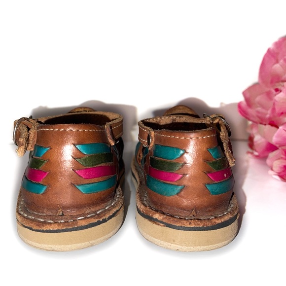 Baby Toddlers Girls Multi-Colored Mexican Artisanal Huarache Traditional Sandal - Picture 11 of 16